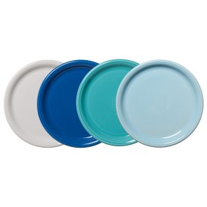Mixed Coastal Blues Bistro Coupe 10 1/2 Inch Dinner Plate. Set of 4