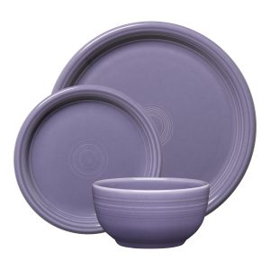 Lavender Bistro Coupe 3-Piece Dinnerware Set. Service for 1