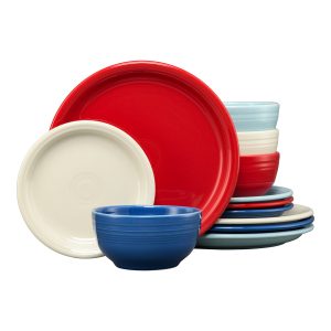 Mixed Americana Bistro Coupe 12-Piece Dinnerware Set. Service for 4