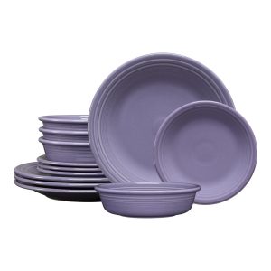 Lavender Classic Rim 12-Piece Dinnerware Set. Service for 4