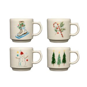 Jolly Christmas Set of 4 16oz Stackable Mug Set