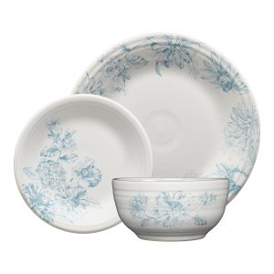 Botanical Floral Sky Classic Bistro 3-Piece Dinnerware Set. Service For 1