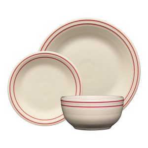 Americana Scarlet Band Classic Bistro 3-Piece Dinnerware Set. Service For 1