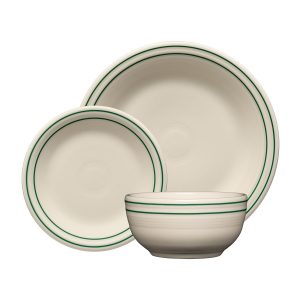 Americana Jade Band Classic Bistro 3-Piece Dinnerware Set. Service For 1