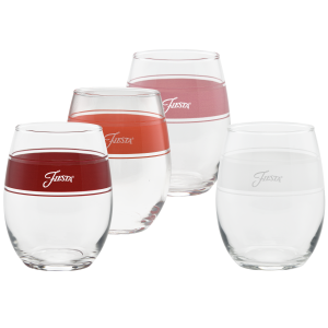 Sunset Horizon 15 oz. Frame Stemless Wine Glass Mixed Color Set of 4