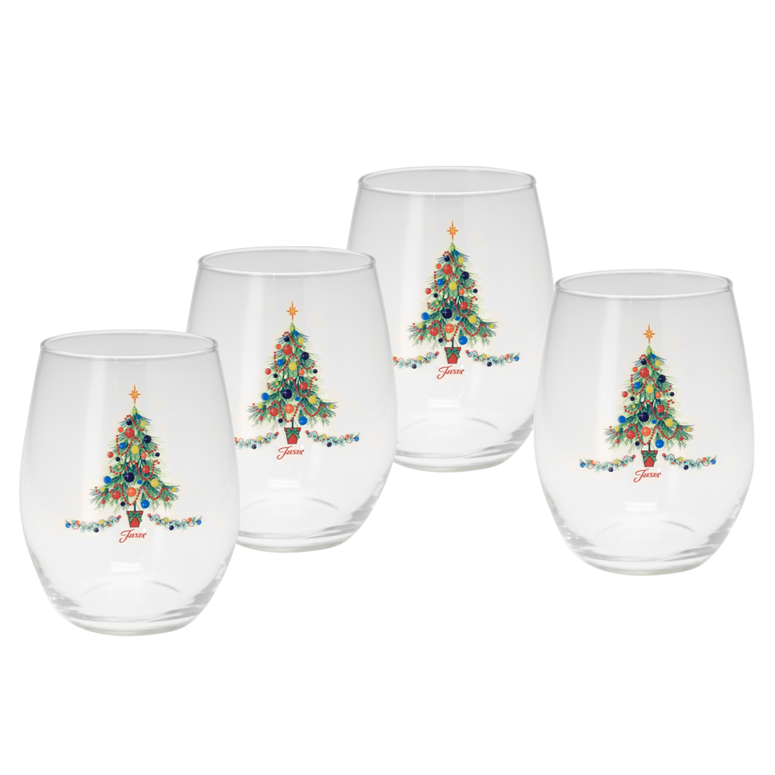 15 oz. Fiesta® Christmas Tree Stemless Wine – Set of 4