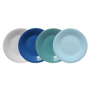 Mixed Coastal Blues Classic Rim 9 Inch Luncheon Plate. Set of 4