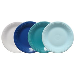 Mixed Coastal Blues Classic Rim 10 1/2 Inch Dinner Plate. Set of 4