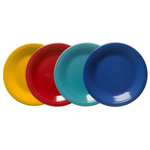 Mixed Vibrant Classic Rim 10 1/2 Inch Dinner Plate. Set of 4