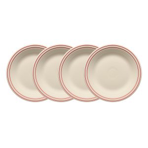 Americana Scarlet Band Set of 4 Classic Rim 10 1/2-Inch Dinner Plates