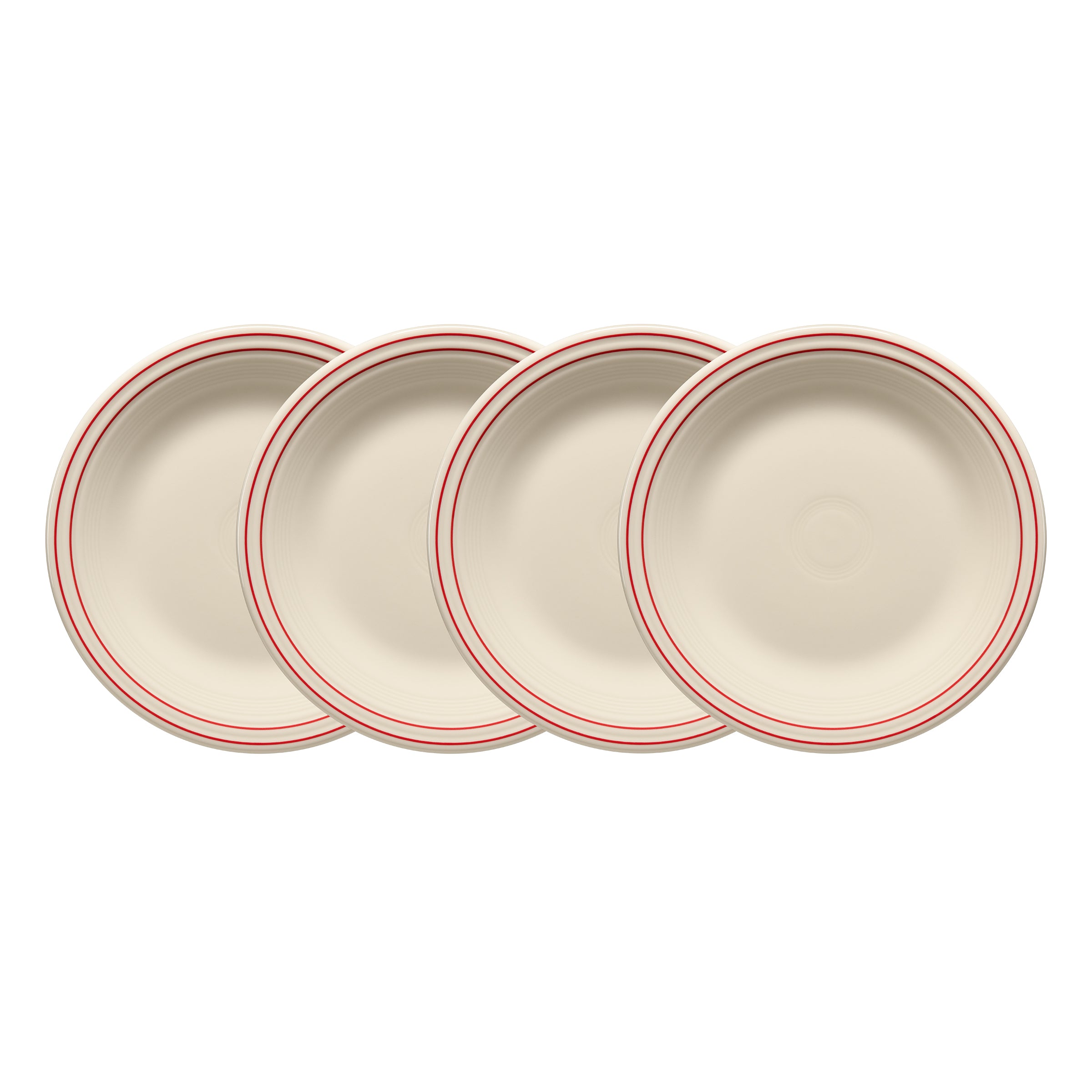 Americana Scarlet Band Set of 4 Classic Rim 10 1/2-Inch Dinner Plates