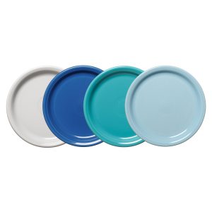 Mixed Coastal Blues Bistro Coupe 9 Inch Luncheon Plate. Set of 4