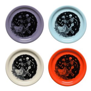 Skeleton Duet Mixed Colors Set of 4 Bistro Coupe 9 Inch Luncheon Plate